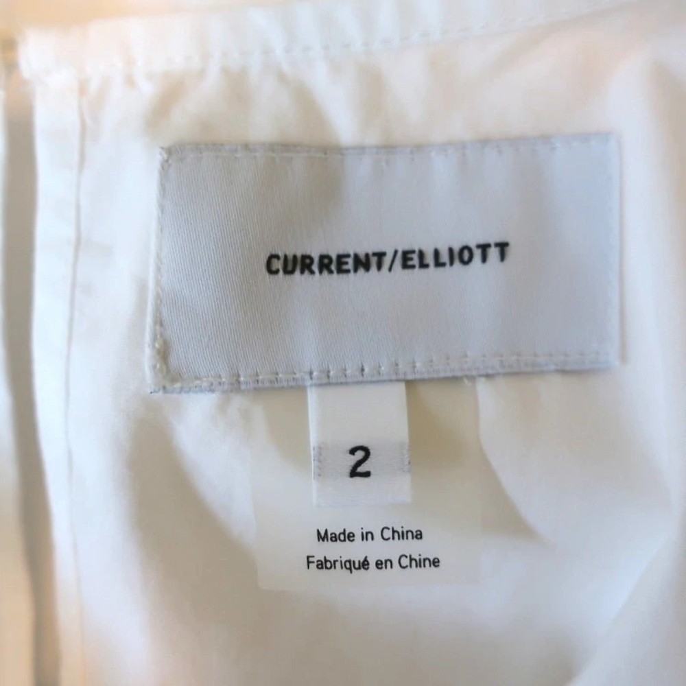 Current/Elliott Ruffled Top White Cotton Poplin Size 2 Sleeveless Blouse - Picture 6 of 7